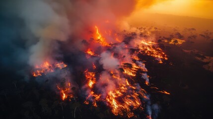 Fototapeta na wymiar A photograph of a drone view of the whole amazon burning, photograph, rich in detail,