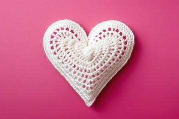 Chic Crochet White Heart on Pink: Valentine Theme