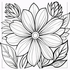 Fototapeta premium Luxury floral coloring book pages line art sketch