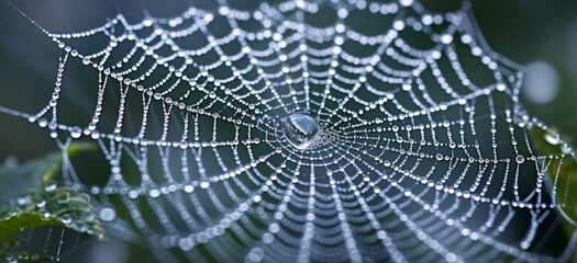 Dew-covered spider web, Generative AI