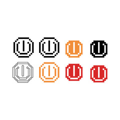 Pixel art outline sets icon of turn on off sign variation color.Technology turn on off icon on pixelated style. 8bits Illustration, perfect for design asset element your game ui. Pixel flat design