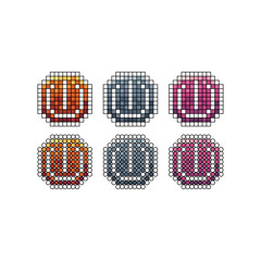 Pixel art stroke sets icon of turn on off sign variation color.Technology turn on off icon on pixelated style. 8bits Illustration, perfect for design asset element your game ui. Pixel flat design