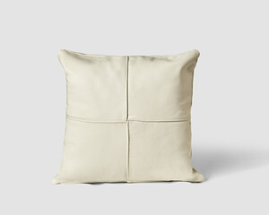 Fototapeta na wymiar Soft padded sofa cushion made of white leather patches