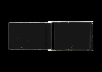 Case on black background. Isolated transparent mockup. Clean cover box template.