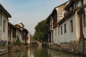 Traditional scenery of the ancient water town of Zhouzhuang in Shanghai, China