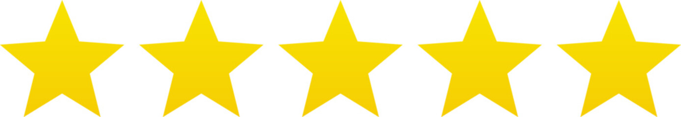 Star shape. Star icon. 5 Five Stars customer product rating review flat icon for apps and websites. Yellow star Rating symbol vector.