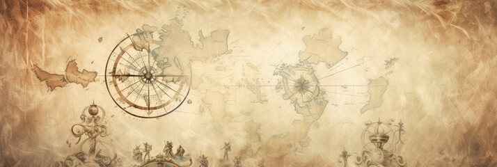 An Ancient Map In Abstract Form With Aged, Background Image, Background For Banner, HD