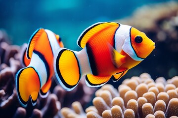 Naklejka na ściany i meble Explore the marvelous underwater diversity. captivating sea life in an enclosed glass habitat