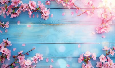 Almond Blossoms Flourish on a Wooden Canvas. Made with Generative AI Technology