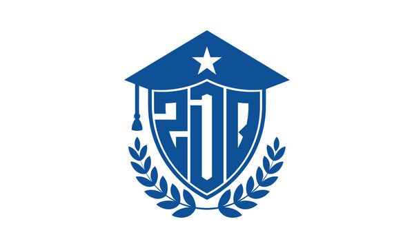ZDQ three letter iconic academic logo design vector template. monogram, abstract, school, college, university, graduation cap symbol logo, shield, model, institute, educational, coaching canter, tech