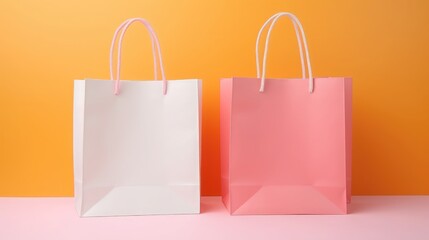 Shopping bags on bright monochrome background with space for text 