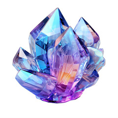 purple and blue crystal cluster on a transparent background png isolated