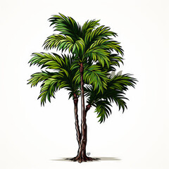 Hand-Drawn Illustration of a Lush Palm Tree

