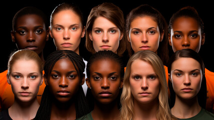 Obraz premium Mujeres de todos los tipos étnicos, raciales y geográficos, reflejando la diversidad global de las mujeres.