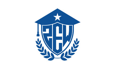 ZEW three letter iconic academic logo design vector template. monogram, abstract, school, college, university, graduation cap symbol logo, shield, model, institute, educational, coaching canter, tech