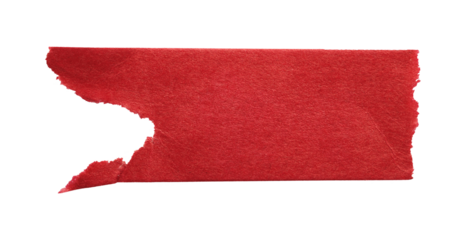 Torn paper red tape background cut out on transparent background