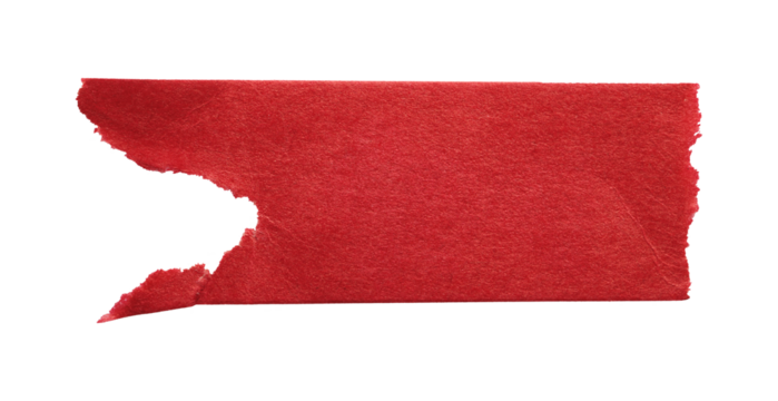 Torn paper red tape background cut out on transparent background