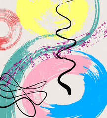 abstract colorful background, illustration with lines, waves, paint strokes and splashes - 728645343