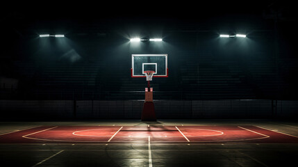 basketball court in the dark, basketball lighting