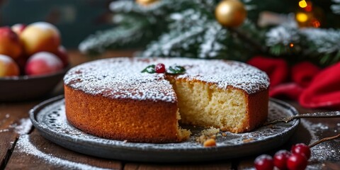 Vasilopita is a traditional cake with a hidden lucky charm, eaten in Greece and neighboring countries during New Year's, Generative AI