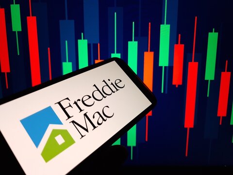 Konskie, Poland - February 04, 2024: Freddie Mac company logo displayed on mobile phone