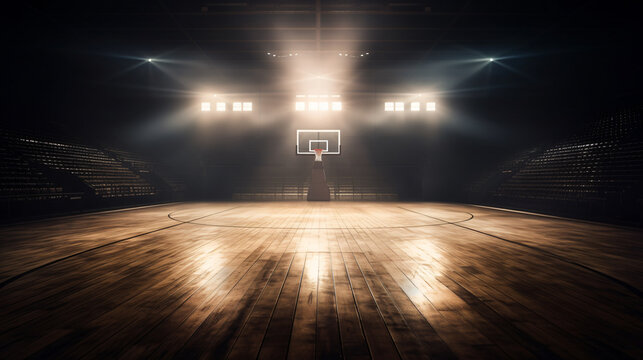 basketball court in the dark, basketball lighting