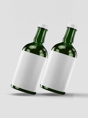 Beer Bottle Mock Up with Blank Label white color and realistic render. Beer bottle isolated on white background 3D Rendering illustration