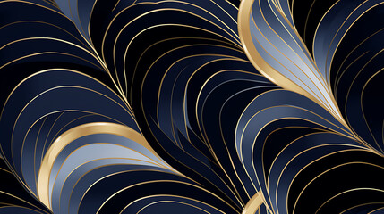 abstract art in rich dark blue, silver and gold colors - Seamless tile. Endless and repeat print.