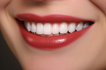 Naklejka premium photo shows a female's teeth and smile, in the style of photorealistic pastiche