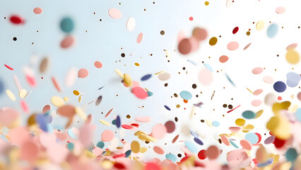 Pastel colorful confetti background. Festive party decoration. 