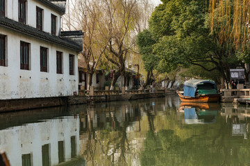 Traditional scenery of the ancient water town of Zhouzhuang in Shanghai, China