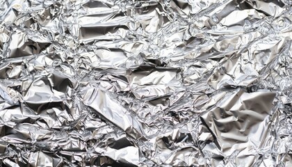 Foil silver crumpled metal aluminum texture background