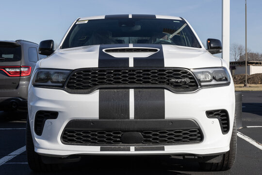 Dodge Durango SRT Hellcat Black AWD dealership display.  Dodge offers the Durango SRT Hellcat with 710 horsepower. MY:2024