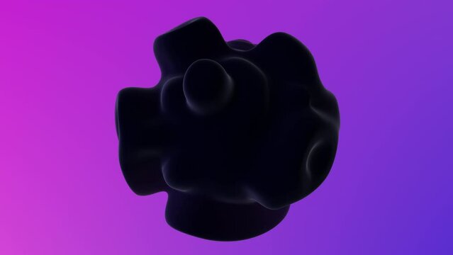This image showcases a mysterious black object set against a vibrant purple and pink backdrop. It could be an intriguing sculpture or an enigmatic figurine, piquing curiosity