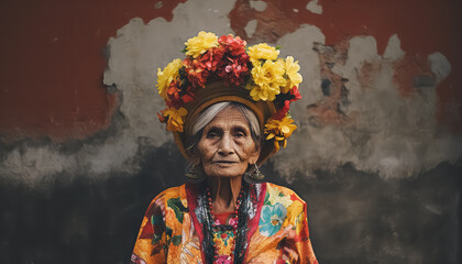 An old Mexican woman during the Day of the Dead in Mexico