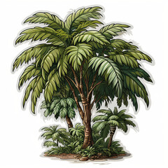 Lush Tropical Palm Tree Illustration

