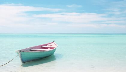 Naklejka na ściany i meble Cute little boat in the beautiful Mexican sea