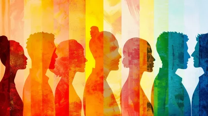 Fotobehang Leadership diversity, silhouettes representing a spectrum of inclusion in the workplace. © Lucija