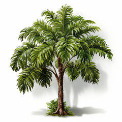 Fototapeta premium Lush Green Tropical Palm Tree Isolated on White Background