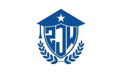 ZJW three letter iconic academic logo design vector template. monogram, abstract, school, college, university, graduation cap symbol logo, shield, model, institute, educational, coaching canter, tech