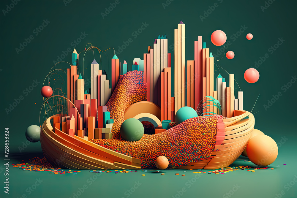 Aufkleber abstract business graph in mountain style. data bars concept element for business