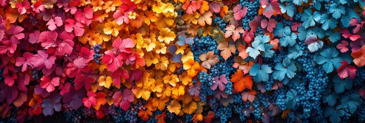 Fototapeta na wymiar Multi-Colored Autumn Vineyard Texture, Background Image, Background For Banner, HD