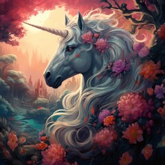 Obraz na płótnie Canvas Magical unicorn pegasus horse artwork