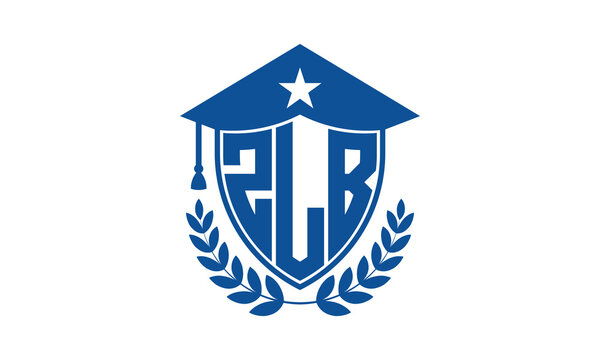 ZLB three letter iconic academic logo design vector template. monogram, abstract, school, college, university, graduation cap symbol logo, shield, model, institute, educational, coaching canter, tech
