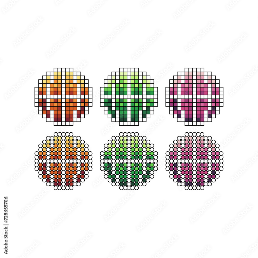 Poster pixel art stroke sets icon of website link www variation color.web internet icon on pixelated style.