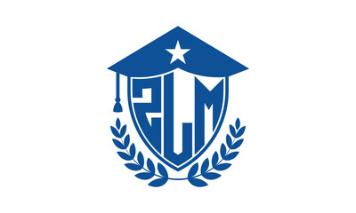 ZLM three letter iconic academic logo design vector template. monogram, abstract, school, college, university, graduation cap symbol logo, shield, model, institute, educational, coaching canter, tech