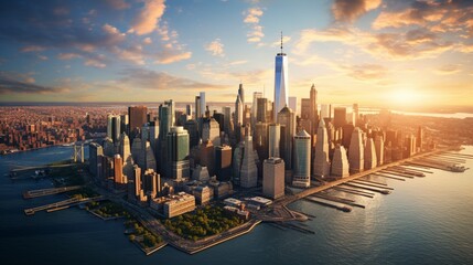 Aerial view of lower Manhattan New York City 