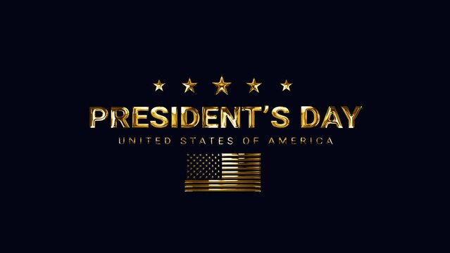 Happy Presidents Day Gold Particles Text Effects animation 