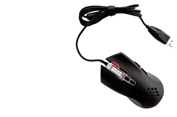 Professional gaming wired mouse isolated on a white background