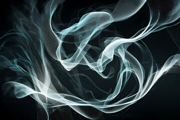 the lovely interaction of vector halftone smoke swirling over a bright abstract canvas,